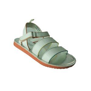 OshKosh Kids White Open-Toe Sandals With Adjustable Straps & Orange Sole